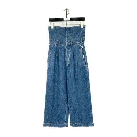 Loewe Womens High-Waisted Wide-Leg Denim Jeans Size 34 100% Cotton Made In Italy